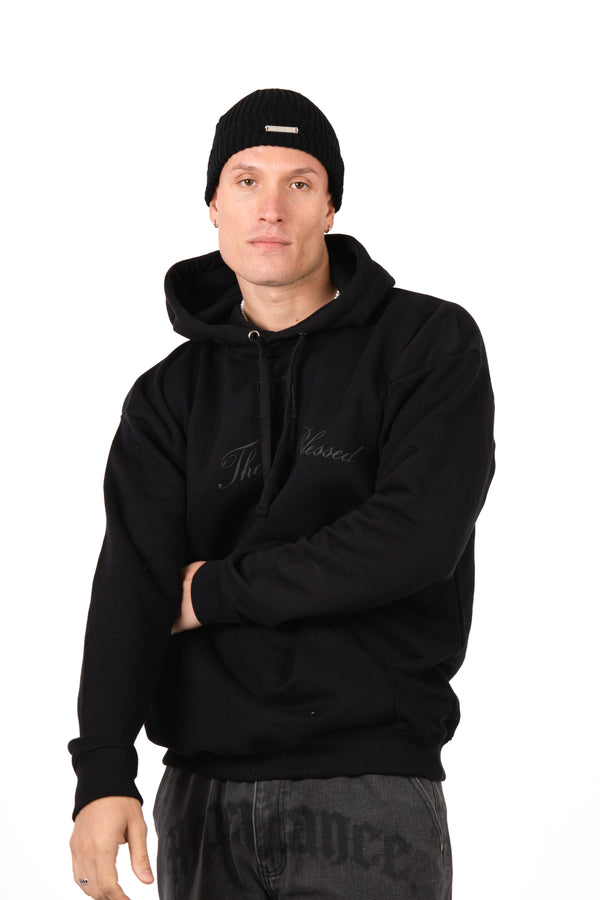 liquor & poker Black Printed 'The Blessed 01' Motif Hoodie