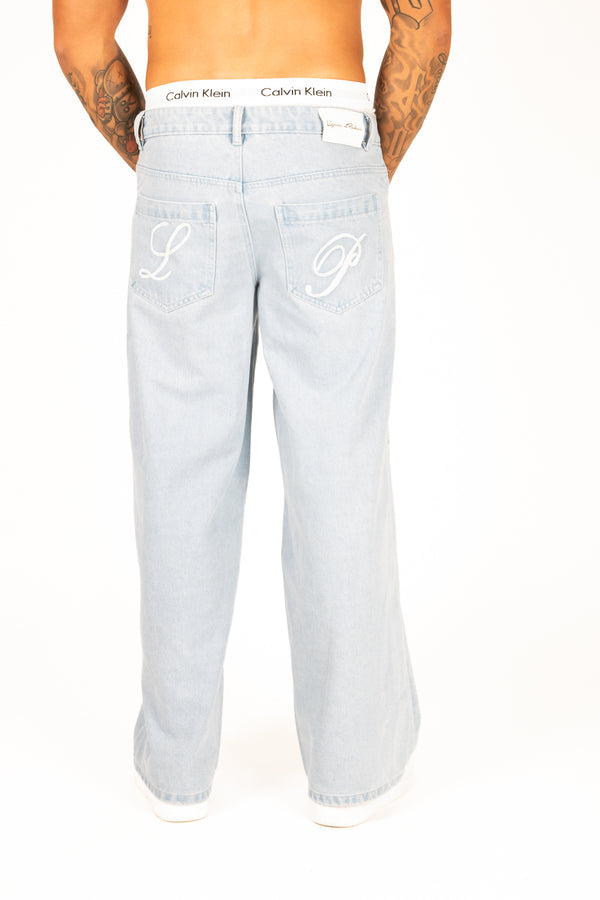 Liquor & Poker Bleach Wash Denim Baggy Carpenter Jeans