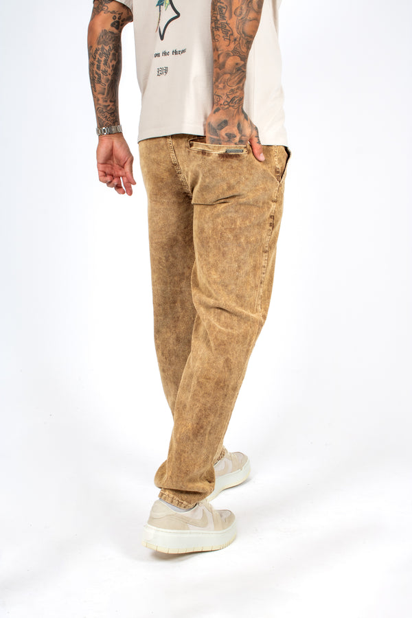 Liquor & Poker Brown Acid Wash Relaxed Corduroy Trouser