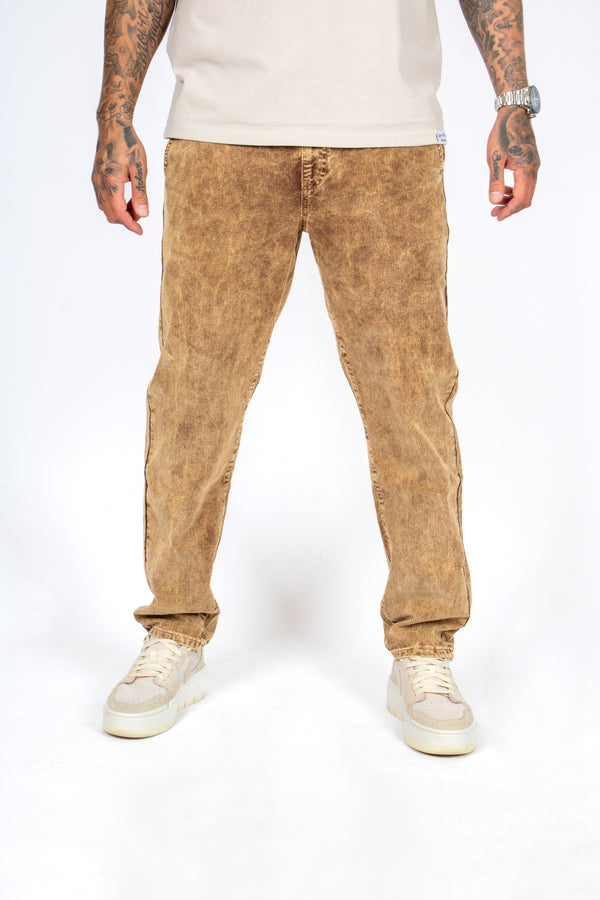 liquor & poker Brown Acid Wash Relaxed Corduroy Trouser