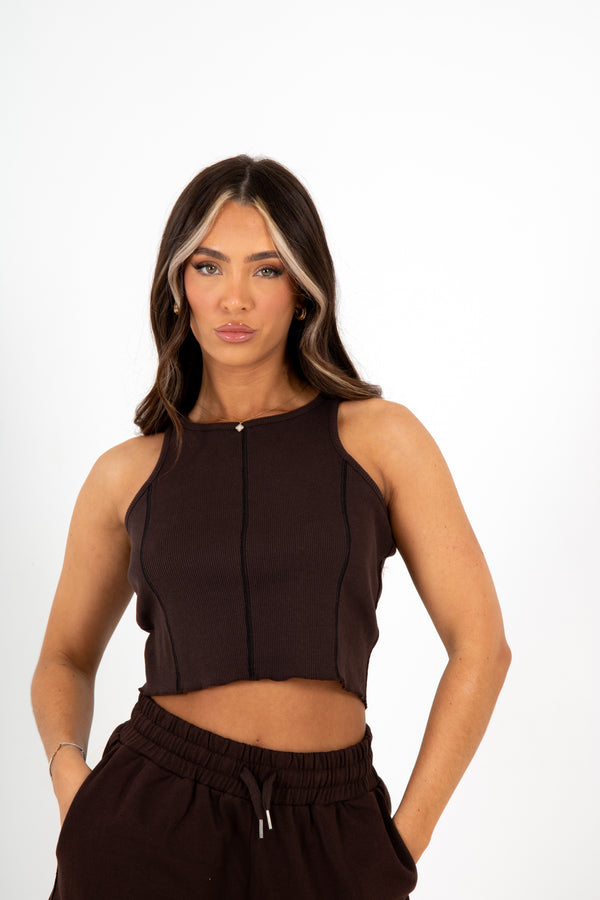 Liquor & Poker Brown Lnp Essential Raw Edge Ribbed Racer