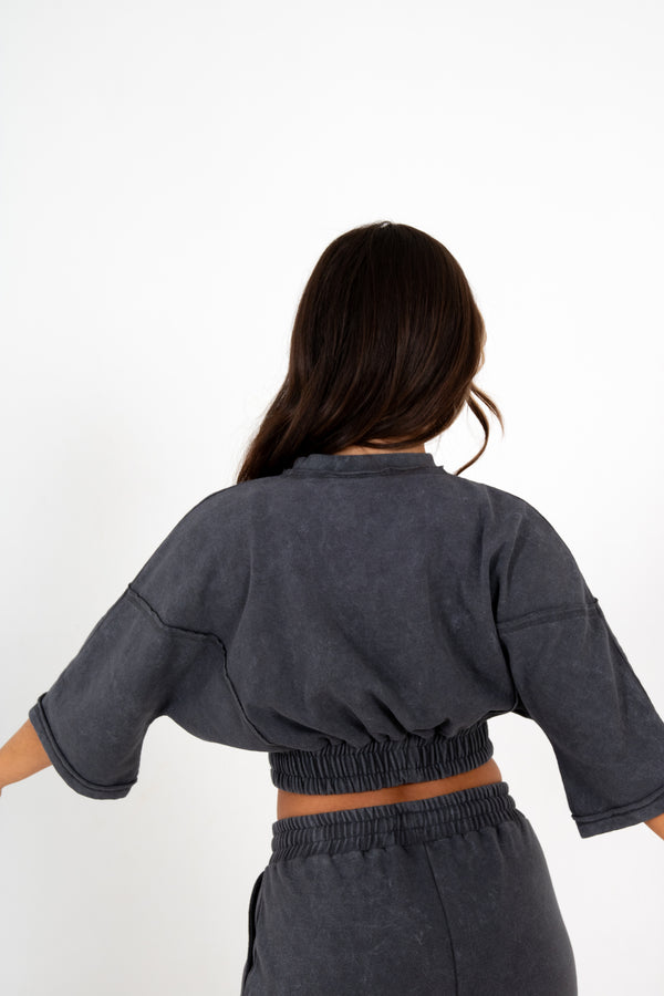 Liquor & Poker Charcoal Lnp Essential Cropped T-Shirt