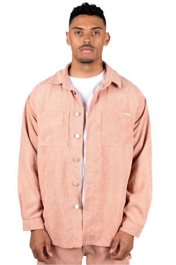 Liquor & Poker Corduroy Utility Cargo Shirt Blush Pink