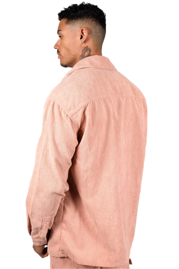 Liquor & Poker Corduroy Utility Cargo Shirt Blush Pink