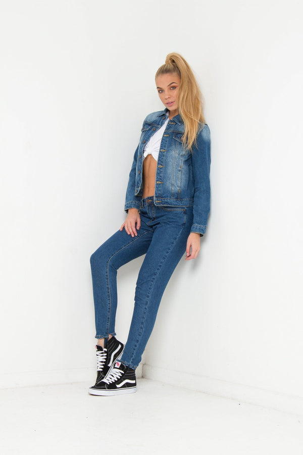 liquor & poker Delaware Fitted Denim Jacket In Indigo