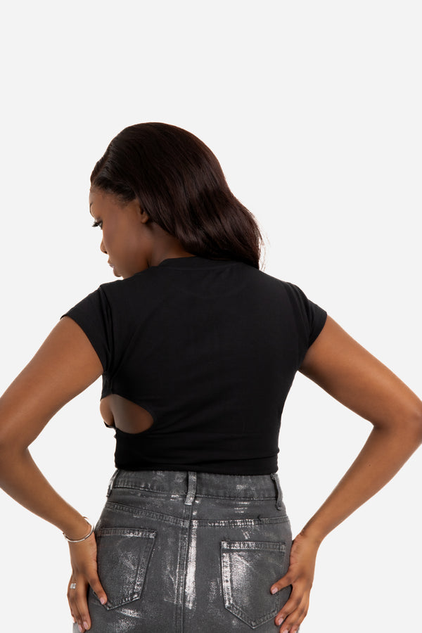 Liquor & Poker Diamanté Riot Side Boob Cut-Out Crop Top