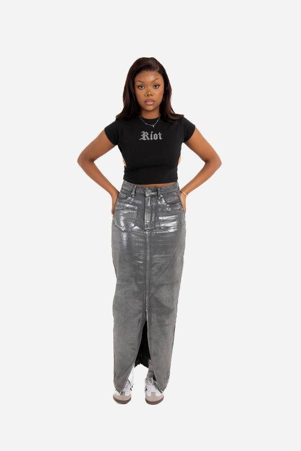 Liquor & Poker Diamanté Riot Side Boob Cut-Out Crop Top