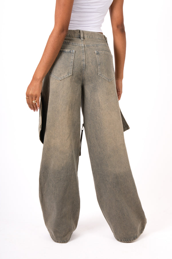 Liquor & Poker Dirty Wash Baggy Fit & Oversized Pocket Jeans