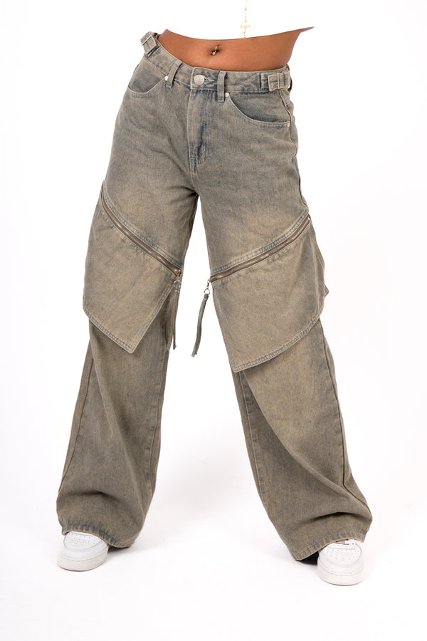 Liquor & Poker Dirty Wash Baggy Fit & Oversized Pocket Jeans