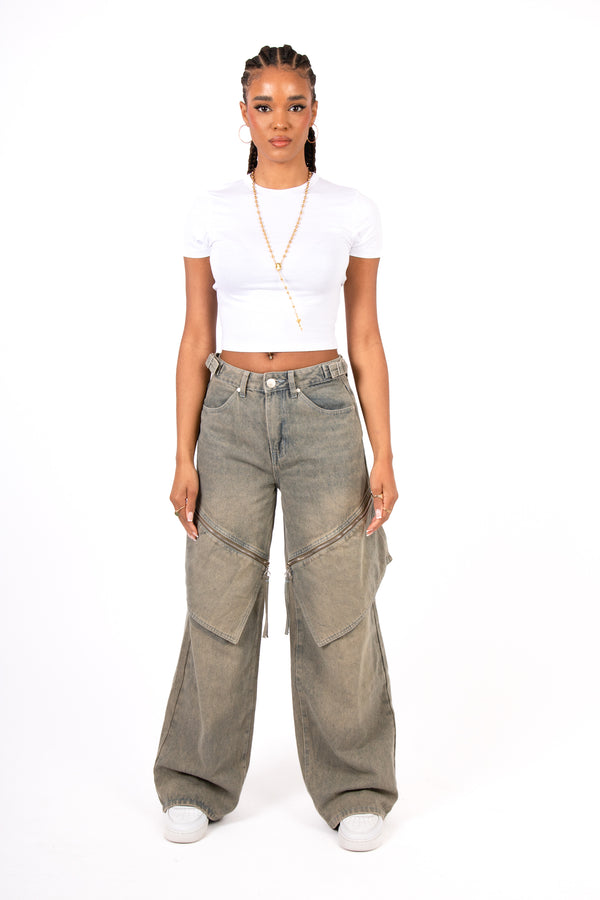 Liquor & Poker Dirty Wash Baggy Fit & Oversized Pocket Jeans