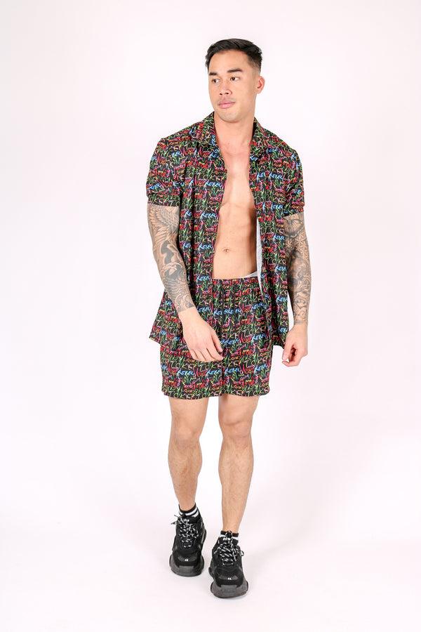 liquor & poker Downtown Graffiti Printed Revere Collar Shirt