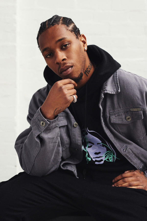 liquor & poker Dusty Grey Utility Oversized Denim Jacket