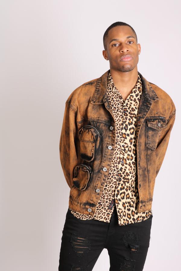 Liquor & Poker Fort Burnt Orange Oversized Utility Denim Jacket