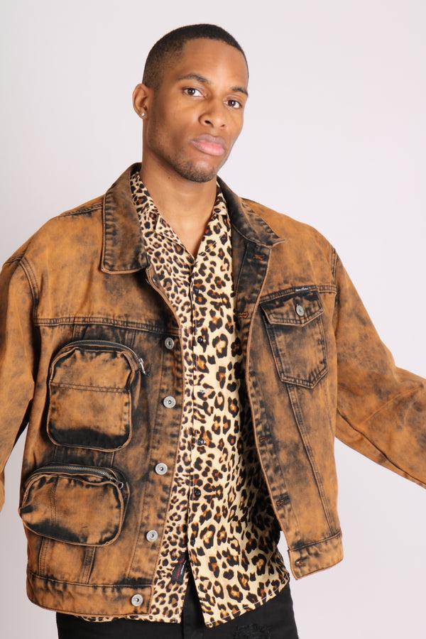 liquor & poker Fort Burnt Orange Oversized Utility Denim Jacket