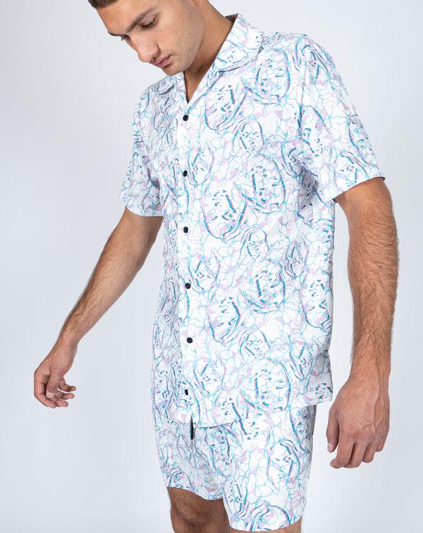 Liquor & Poker Future Faces Print Revere Collar Shirt