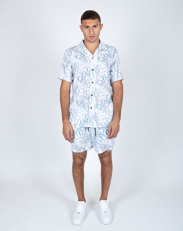 Liquor & Poker Future Faces Print Revere Collar Shirt