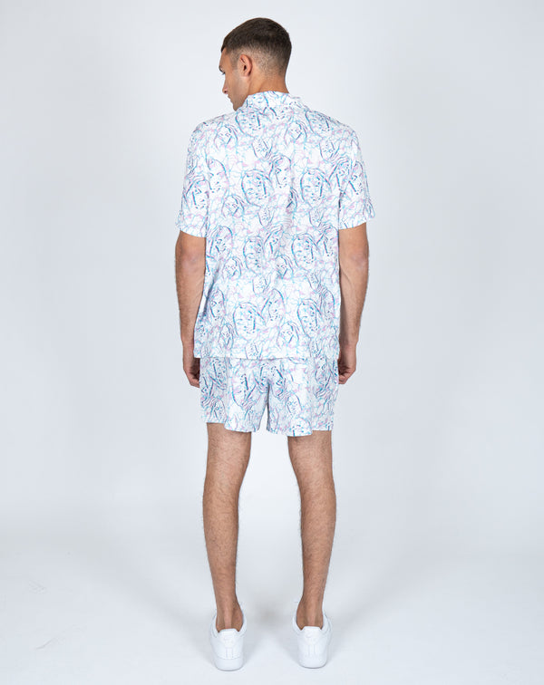 Liquor & Poker Future Faces Print Revere Collar Shirt