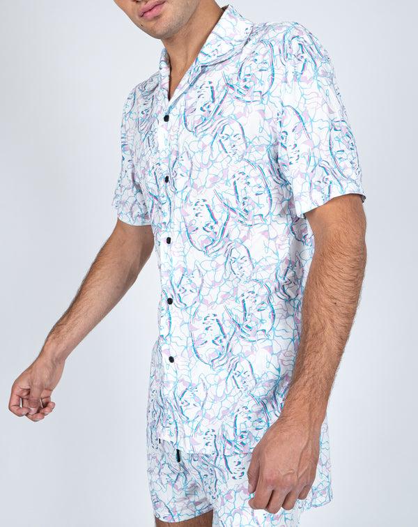 liquor & poker Future Faces Print Revere Collar Shirt