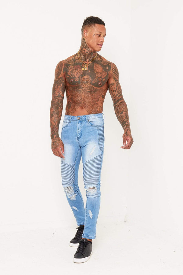 liquor & poker Harley Skinny Biker Jean In Light Stonewash