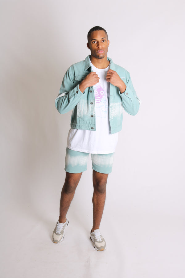 Liquor & Poker Ice Cream Sage Tie Dye Oversized Denim Jacket