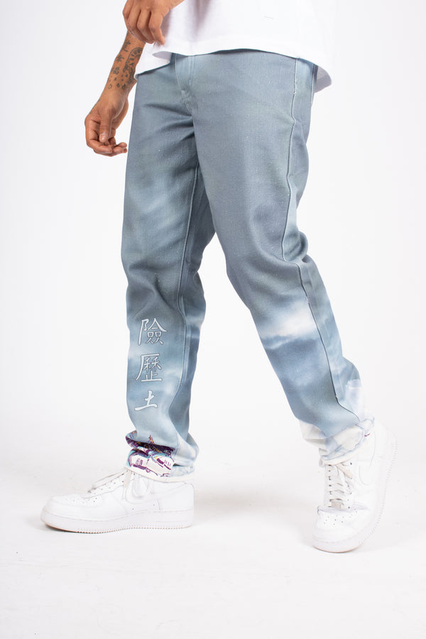 liquor & poker Japanese Landscape Printed Straight Leg Jean