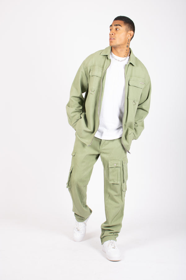 Liquor & Poker Khaki Relaxed Fit Utility Cargo Trousers
