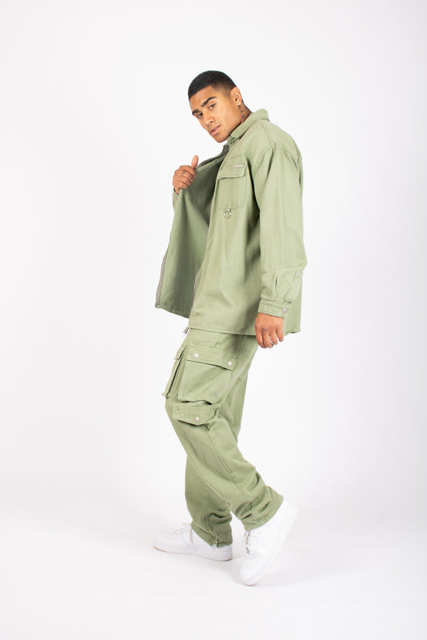 Liquor & Poker Khaki Relaxed Fit Utility Cargo Trousers