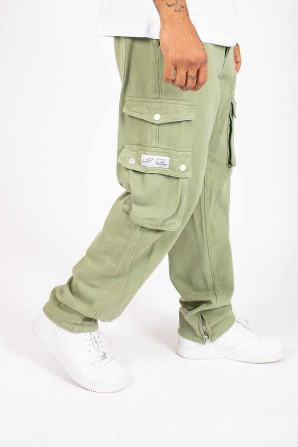 liquor & poker Khaki Relaxed Fit Utility Cargo Trousers