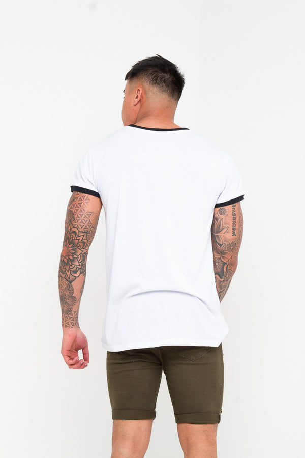 Liquor & Poker Khaki Ripped Skinny Stretch Denim Shorts