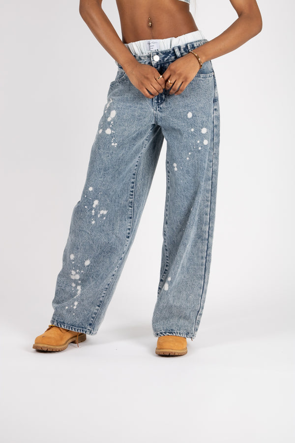 liquor & poker Liquor N Poker Low Rise Baggy Jeans Bleach Wash