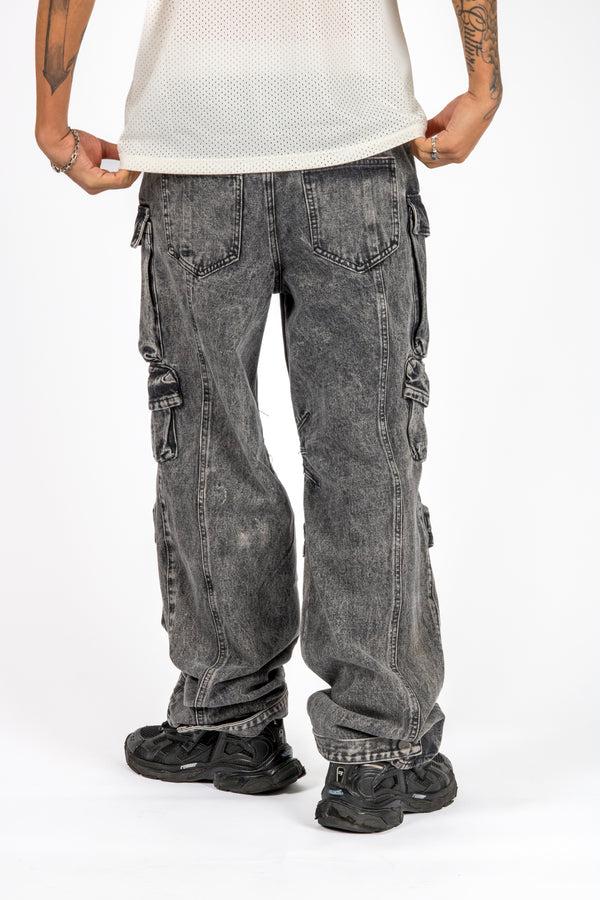 Liquor & Poker Acid Wash Black Cargo
