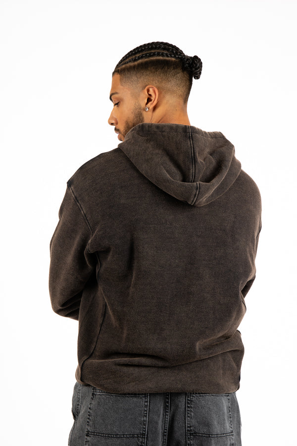 Liquor & Poker Acid-Wash Pocket Detail Hoodie