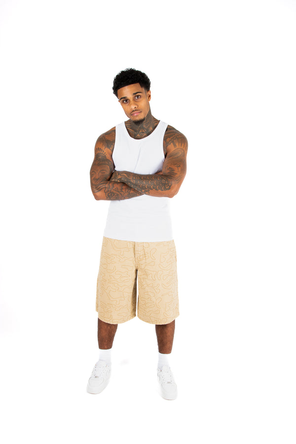 Liquor & Poker Beige Camo Relaxed Denim Jorts