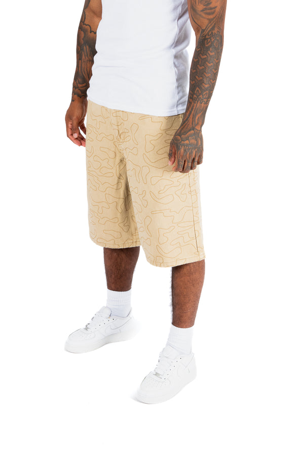 liquor & poker Beige Camo Relaxed Denim Jorts