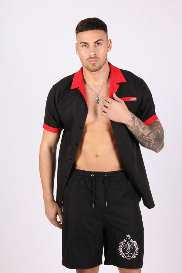 Liquor & Poker Black Embroidered Golf Club Shorts