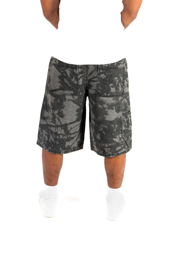 Liquor & Poker Black Floral Printed Denim Jorts