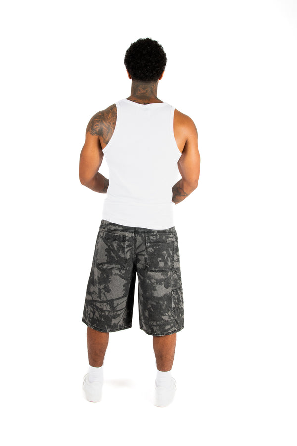 Liquor & Poker Black Floral Printed Denim Jorts