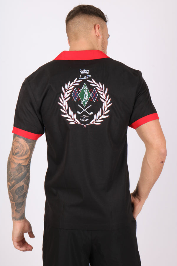 Liquor & Poker Black Golf Club Embroidered Shirt