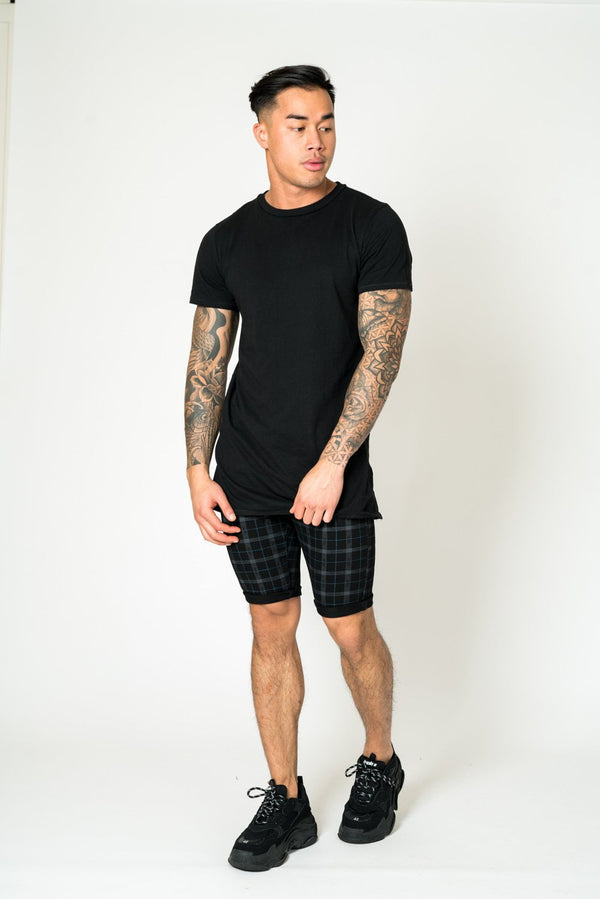 liquor & poker Black Tartan Print Shorts