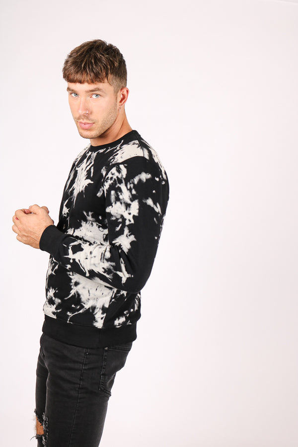 liquor & poker Black Tie-Dye Jumper
