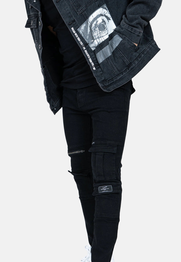 Liquor & Poker Black Utility Slim Jean