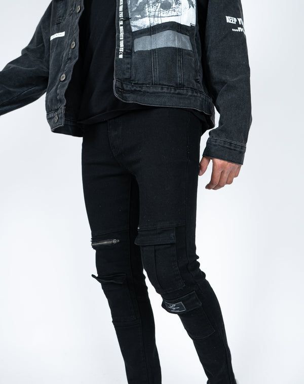 liquor & poker Black Utility Slim Jean