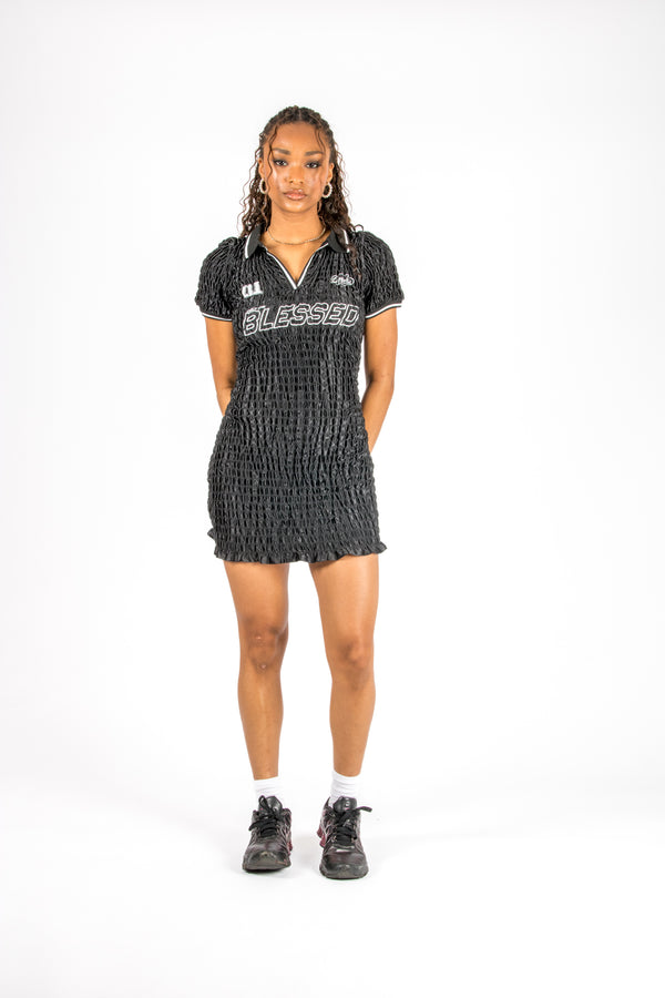Liquor & Poker Black Varsity 'Blessed 01' Dress