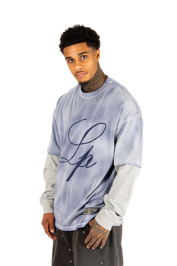 liquor & poker Blue Washed Jersey Long Sleeve