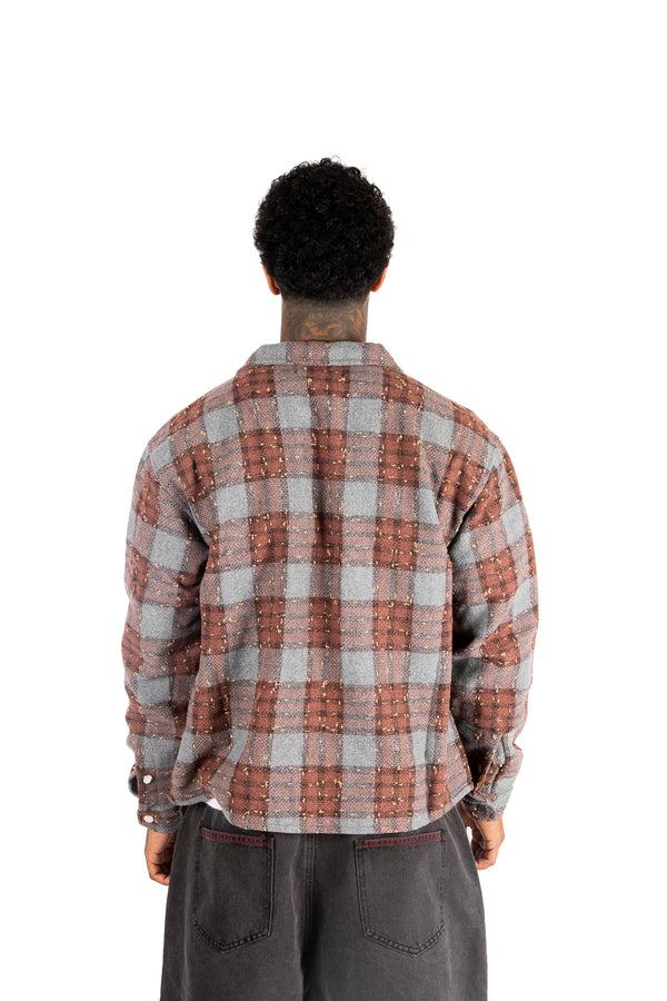 Liquor & Poker Brown Check Cropped Flannel Shirt