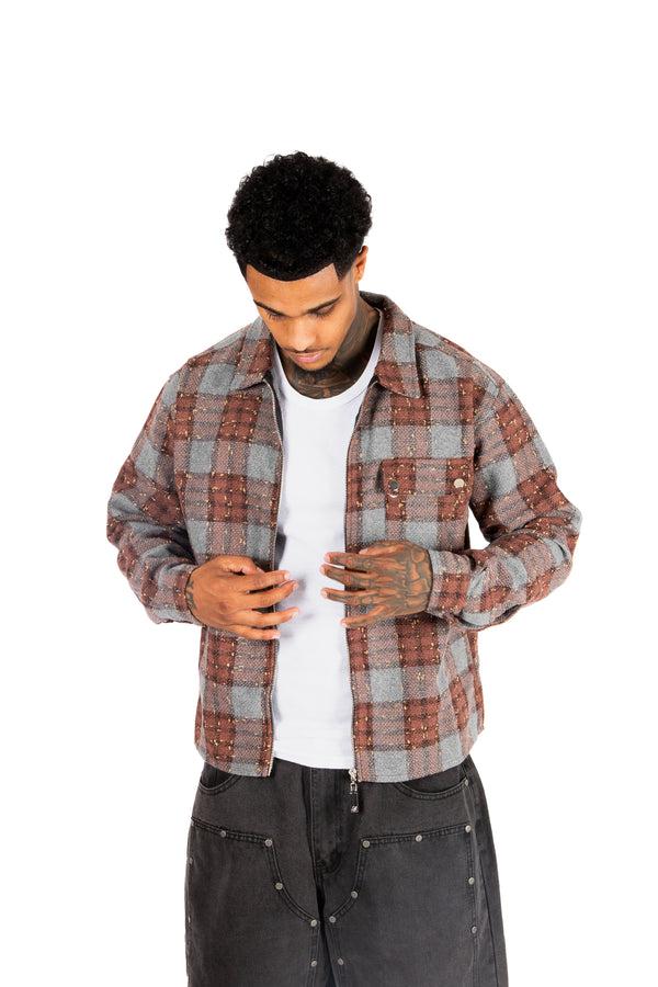 Liquor & Poker Brown Check Cropped Flannel Shirt