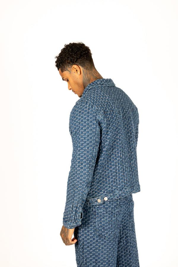Liquor & Poker Bubble Denim Zip Up Denim Jacket