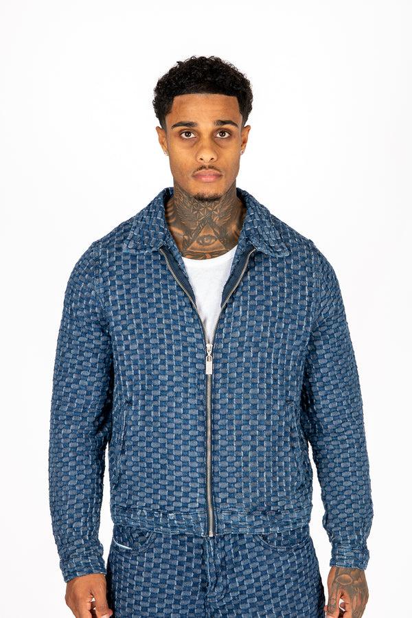 Liquor & Poker Bubble Denim Zip Up Denim Jacket