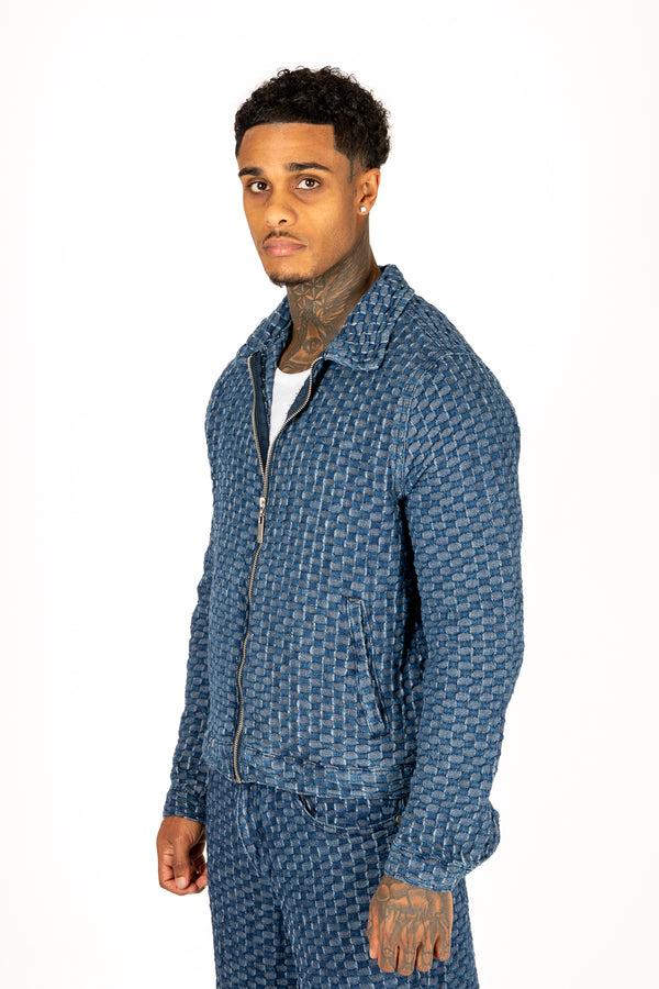 liquor & poker Bubble Denim Zip Up Denim Jacket