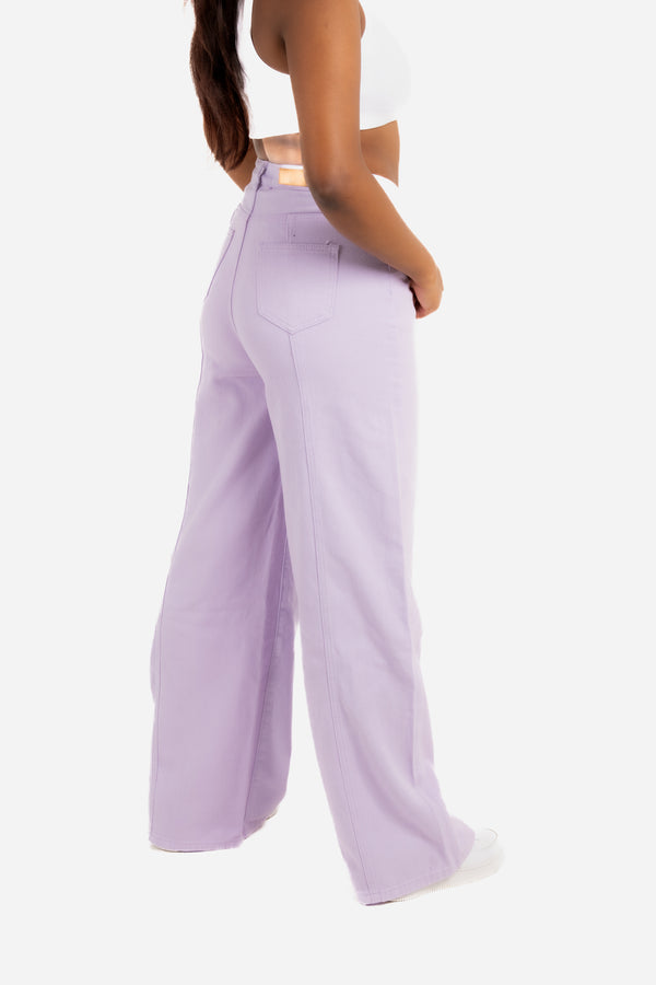 Liquor & Poker Cairo Wide Leg Jeans In Lilac